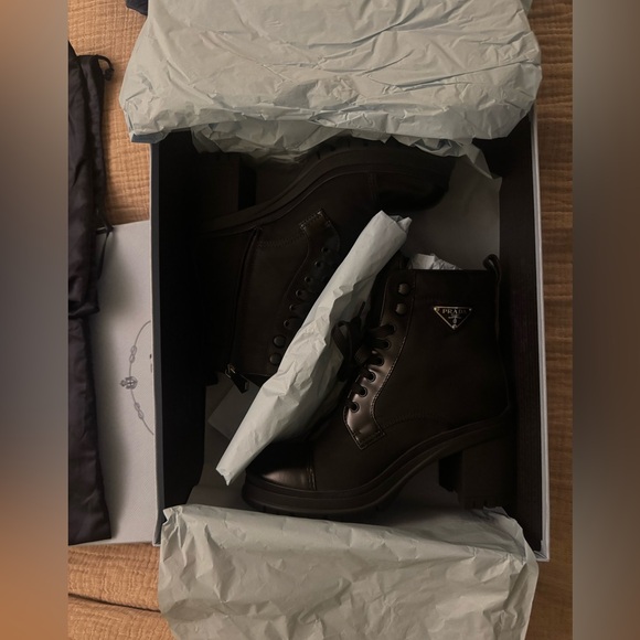 PRADA Re-Nylon and Leather Booties w/Dust Bag and Box- 39 1/2 - Picture 11 of 16